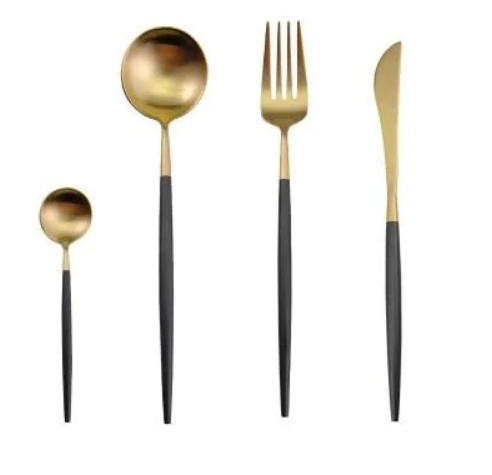 RoyalGlow Set de Couverts 24 Pièces | Acier Inox Doré et Argent Élégant