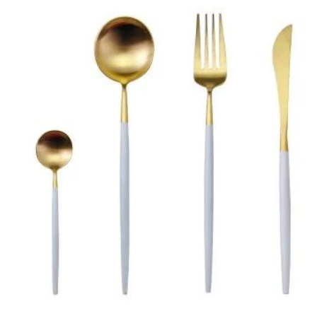 RoyalGlow Set de Couverts 24 Pièces | Acier Inox Doré et Argent Élégant