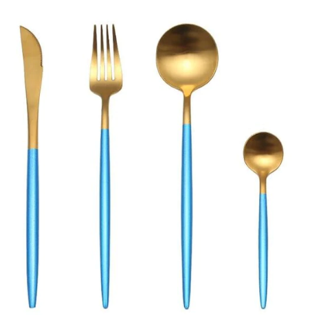 RoyalGlow Set de Couverts 24 Pièces | Acier Inox Doré et Argent Élégant