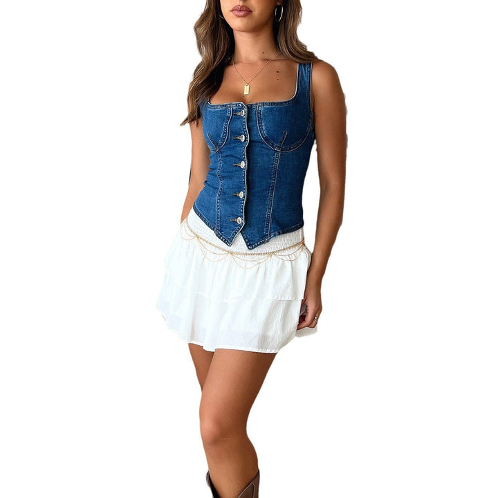 Top en denim Riley pour femmes avec coupe ajustée | Opaque, décontracté & polyvalent