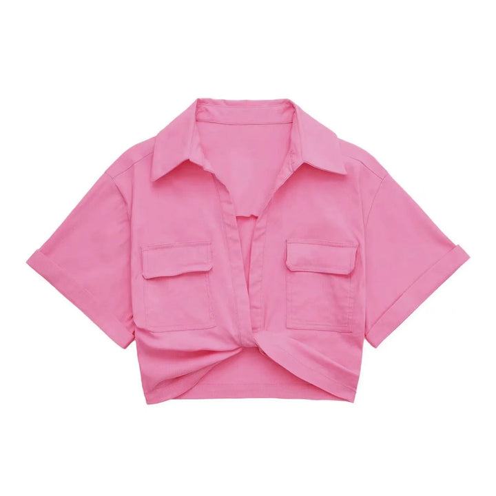 Blusa corta con detalle cruzado de Victoria Leinen para mujer | Top corto de verano con estilo