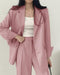 Conjunto de fato com blazer comprido e calças – Conjunto oversized para mulher