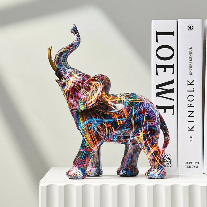 Figurine Élégante Éléphant Graffiti | Sculpture Artistique et Décorative en Résine