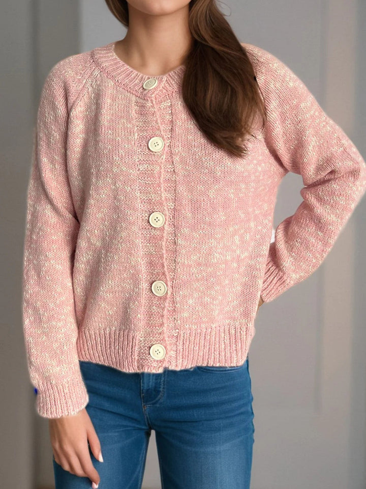 Jules Jij Chaleco Mujer – Punto Jaspeado, Mangas Raglán, Corte Corto, Estilo Casual