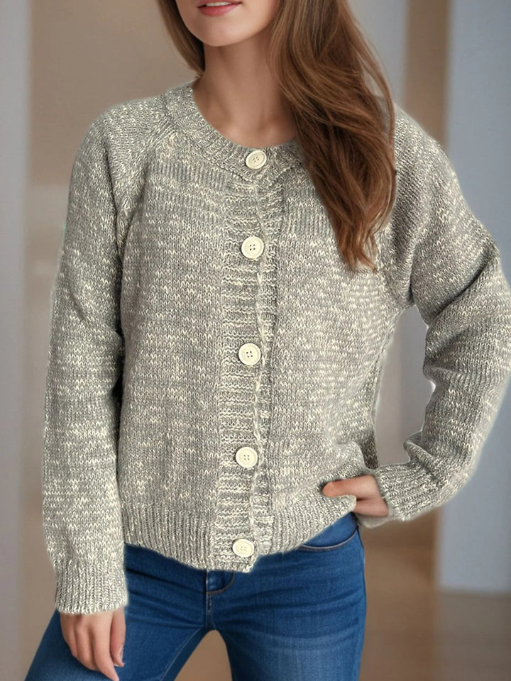 Jules Jij Chaleco Mujer – Punto Jaspeado, Mangas Raglán, Corte Corto, Estilo Casual