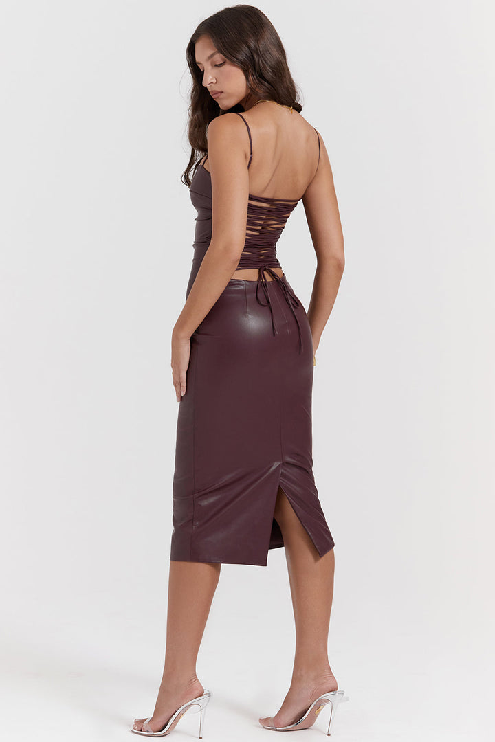 Lilian Robe en Cuir Luxe, Élégante et Intemporelle | Idéale pour les Occasions Spéciales