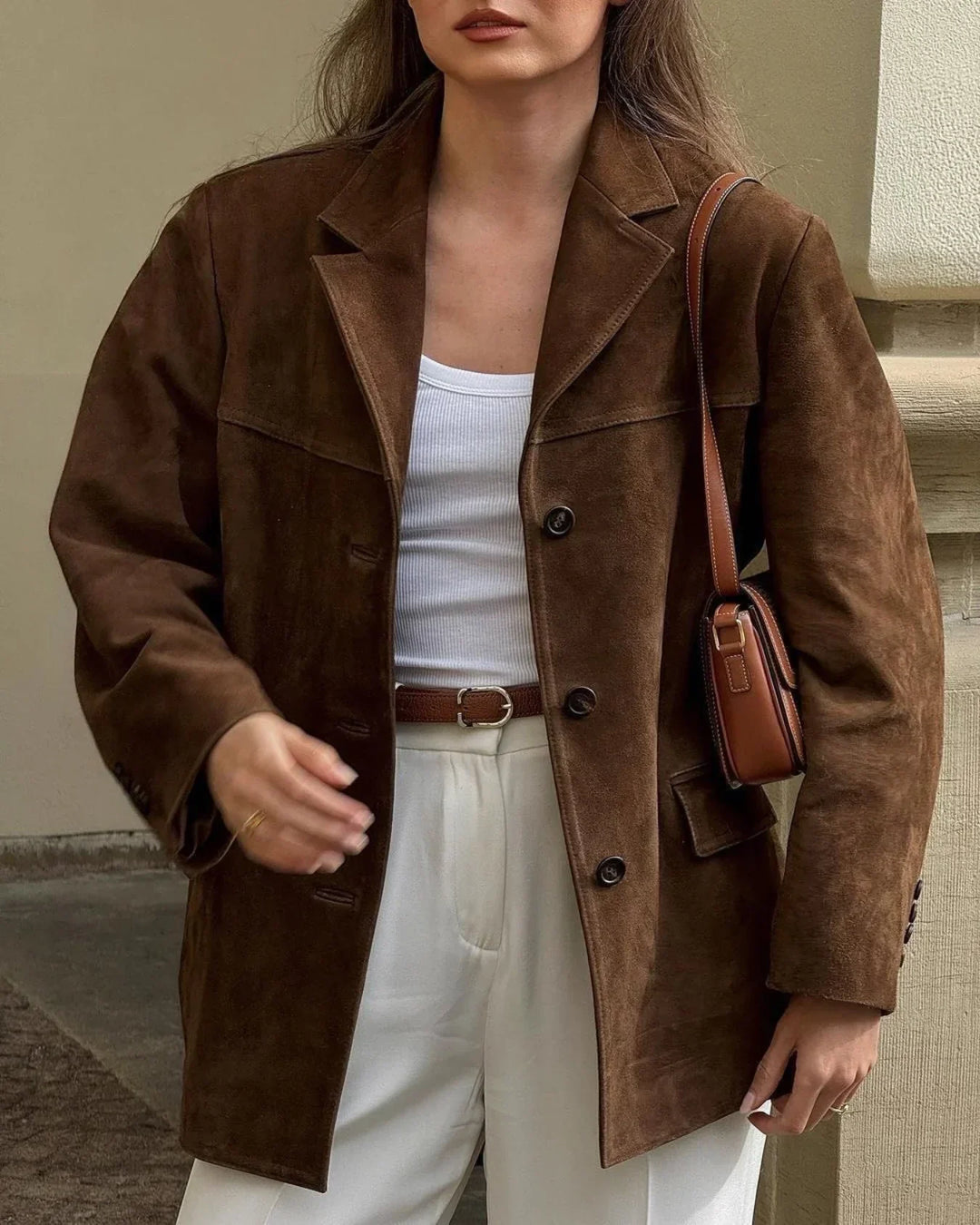 Giacca casual in pelle scamosciata | Texture di alta qualità | Look retrò classico