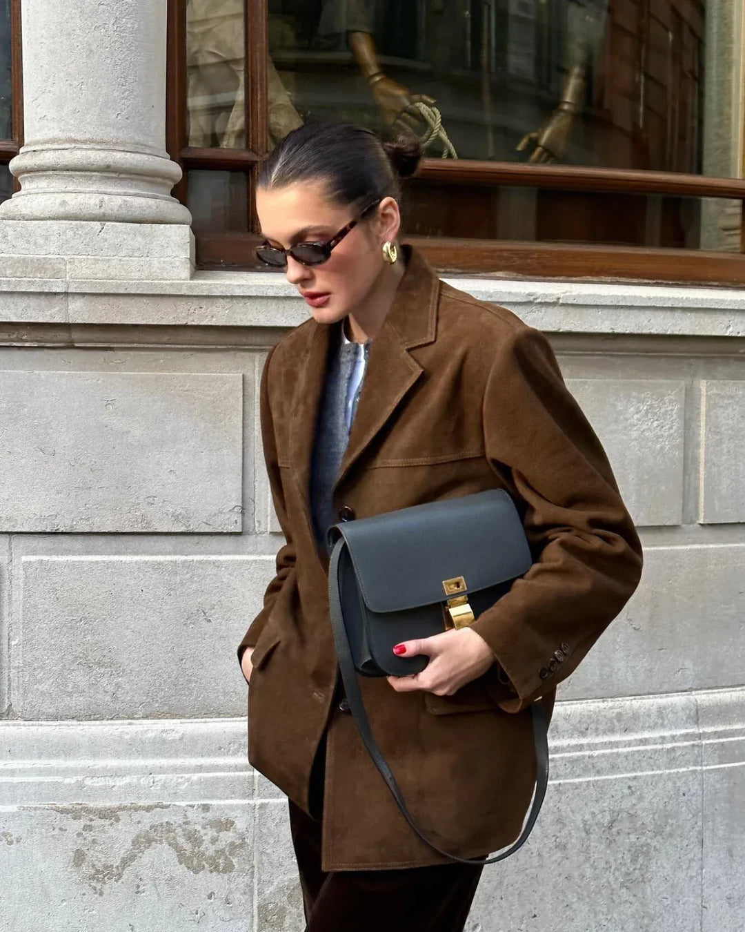 Giacca casual in pelle scamosciata | Texture di alta qualità | Look retrò classico