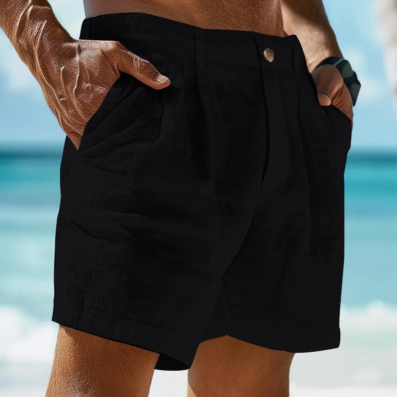 Short en lin pour hommes | Fermeture à boutons | Léger pour l'été