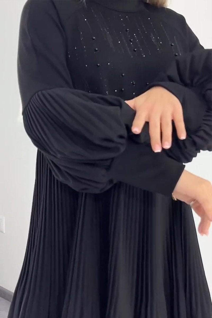 Adrienne | Vestido plisado para mujer: elegantes mangas farol, silueta favorecedora, versátil para cualquier ocasión.