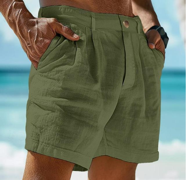 Short en lin pour hommes | Fermeture à boutons | Léger pour l'été
