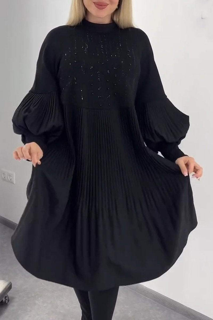 Adrienne | Vestido plisado para mujer: elegantes mangas farol, silueta favorecedora, versátil para cualquier ocasión.