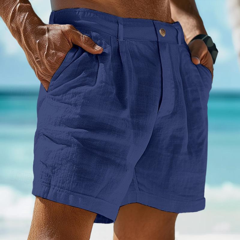 Short en lin pour hommes | Fermeture à boutons | Léger pour l'été