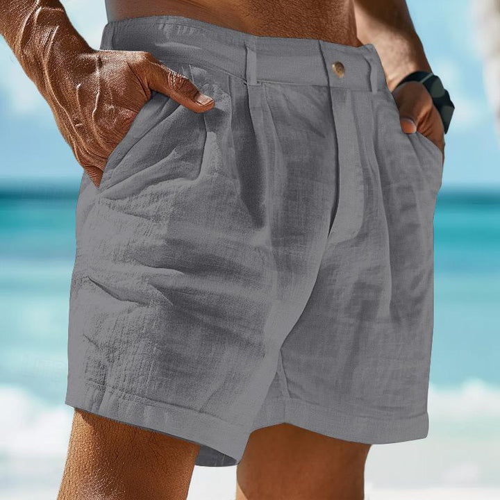 Short en lin pour hommes | Fermeture à boutons | Léger pour l'été