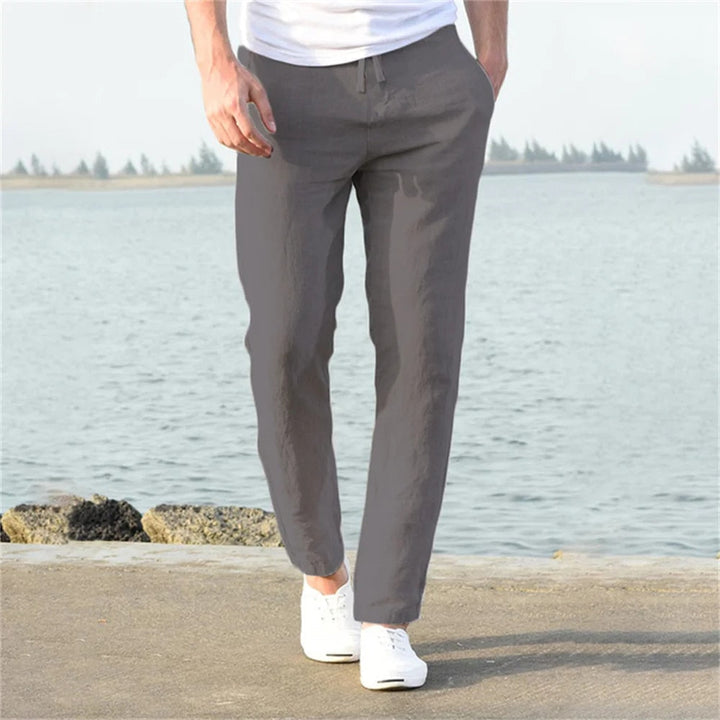 Pantalon en lin pour hommes avec coupe droite et poches | Confort estival et allure soignée