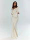 Robe Longue Femme à Manches Longues | Coupe Fluide Élégante | Silhouette Maxi Raffinée | Mariage Soirée Cérémonie
