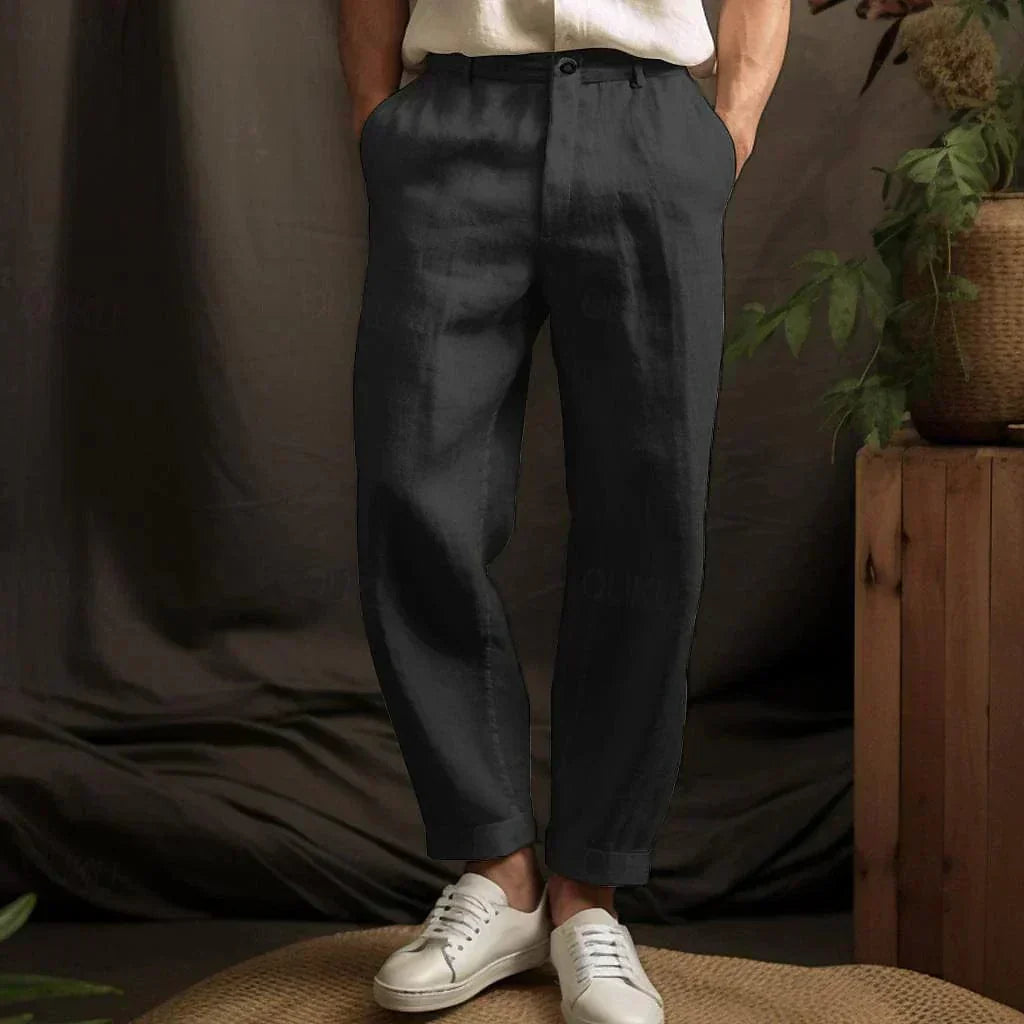 Pantalones casuales de lino para hombre | Estilo veraniego y comodidad ligera 
