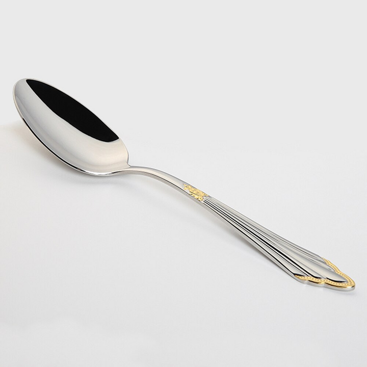 GlowCut Set de Couverts 24 ou 48 Pièces | Acier Inox 18/10 Doré avec Gravure Élégante