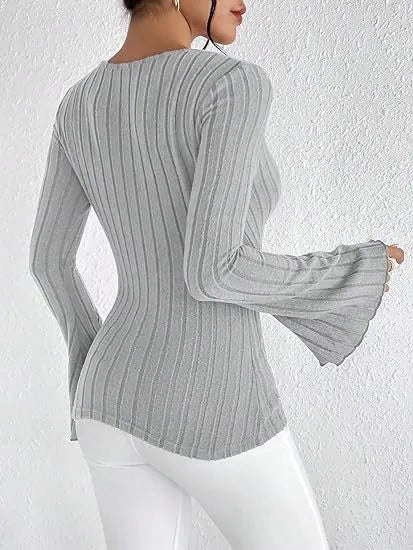 Marian | Top tricoté élégant pour femmes avec décolleté en V - Doux, raffiné & à la mode