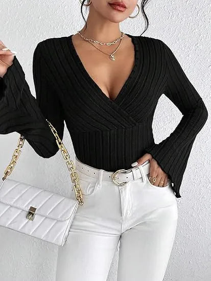 Marian | Top tricoté élégant pour femmes avec décolleté en V - Doux, raffiné & à la mode