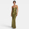 Robe nuisette satinée vert olive