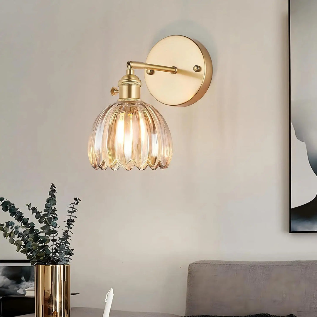 Lampe murale rétro avec bouton tulipe en verre pour l'intérieur