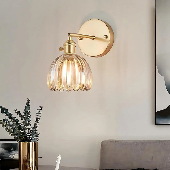 Lampe murale rétro avec bouton tulipe en verre pour l'intérieur