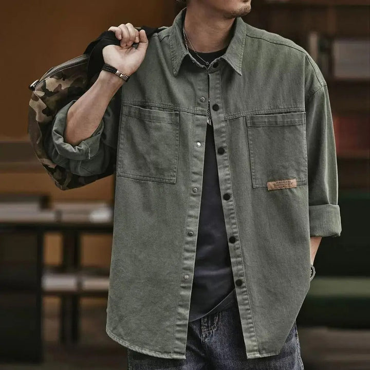 Chemise Vintage Homme Manches Longues Décontractées | Boutons Pression, Style Rétro