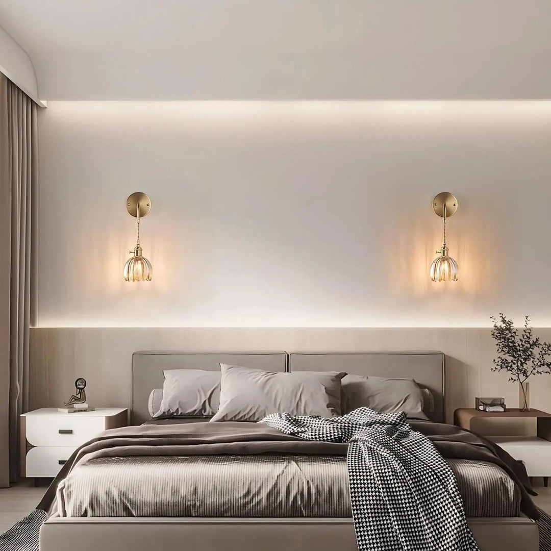 Lampe murale rétro avec bouton tulipe en verre pour l'intérieur