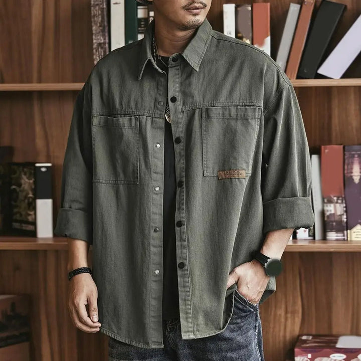 Chemise Vintage Homme Manches Longues Décontractées | Boutons Pression, Style Rétro