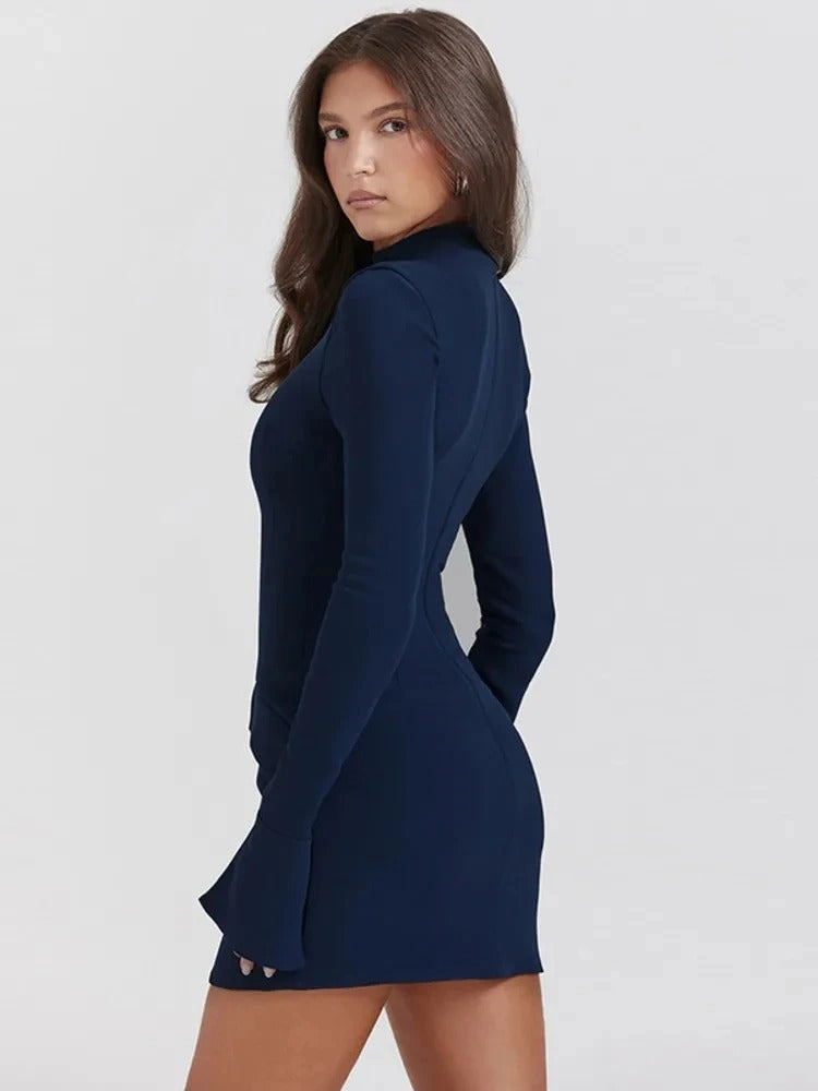 Solenne Robe Mini Femme à Manches Longues | Élégante et Polyvalente