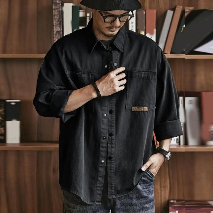 Chemise Vintage Homme Manches Longues Décontractées | Boutons Pression, Style Rétro