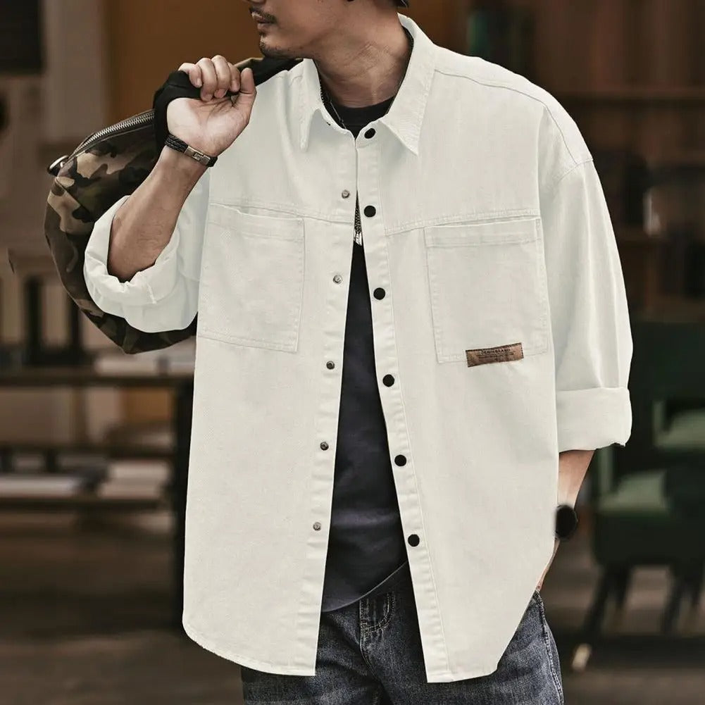 Chemise Vintage Homme Manches Longues Décontractées | Boutons Pression, Style Rétro