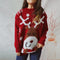 Pull de Noël rouge pour femme – Pull en grosse maille à motif renne et manches raglan