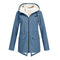 Veste longue à capuche pour femme, doublée Sherpa et imperméable