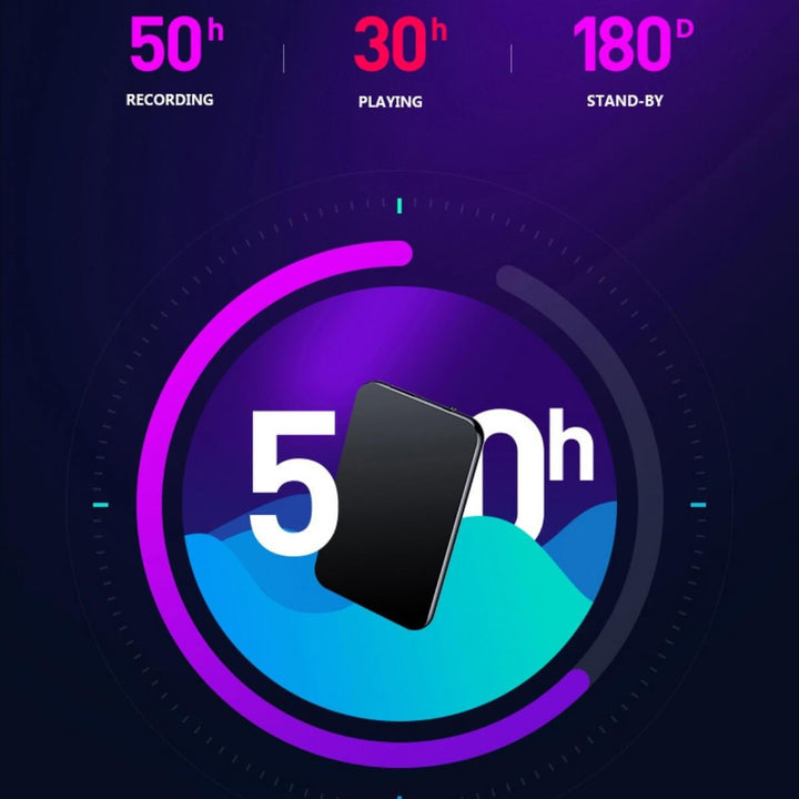 Mini Voice Recorder 64GB | Enregistreur vocal avec une capacité d'enregistrement de 376 heures