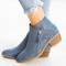 Botines de ante azul para mujer con tacón bloque