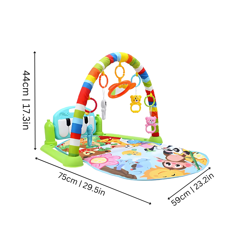 Tapete Musical para Bebé 0-3 Anos | Tapete de Atividades Sensorial com Arco e Jogos Suspensos