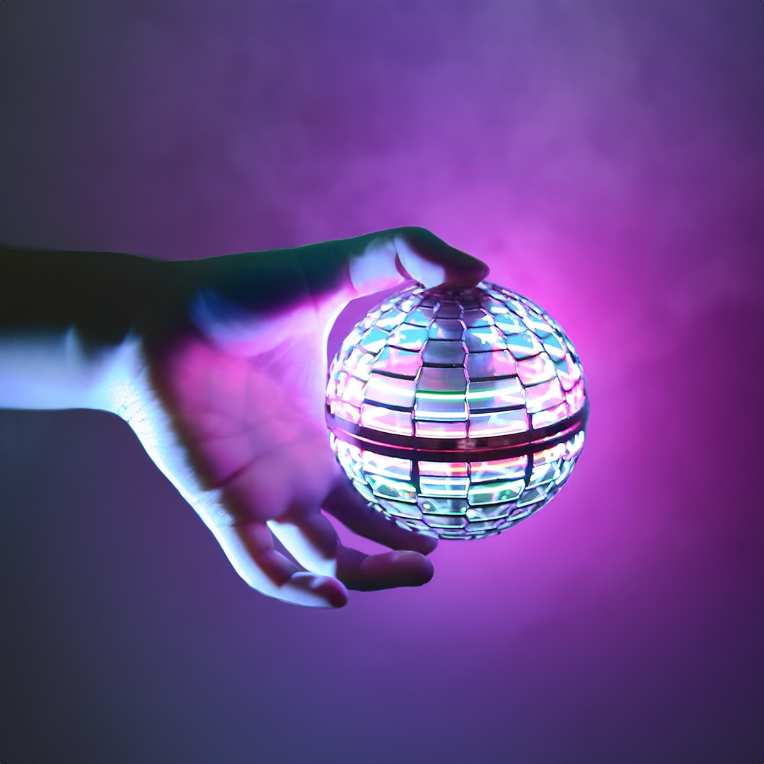 Bola voadora com luzes LED | Brinquedo interativo recarregável para crianças