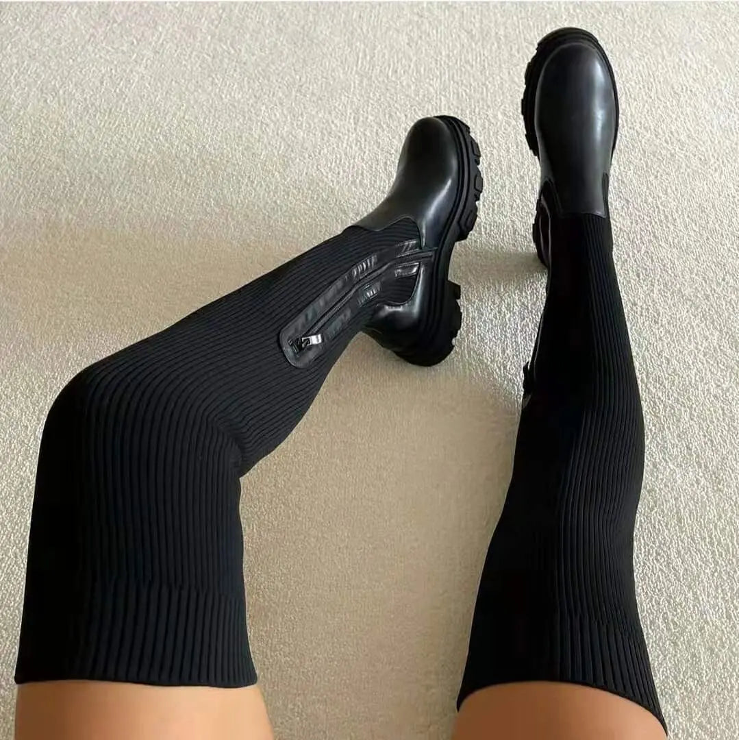 Abby | Stivali alti fino al ginocchio da donna con suola elasticizzata e comoda e design senza tempo