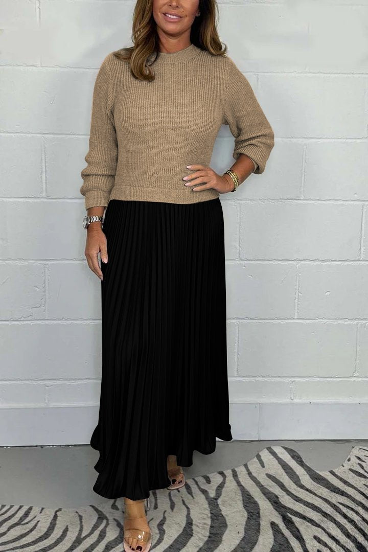 Emilia Long Sweater and Pleated Skirt | Effortless Elegance and Comfort