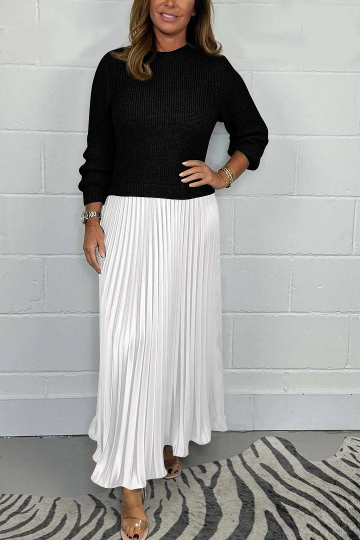 Emilia Long Sweater and Pleated Skirt | Effortless Elegance and Comfort