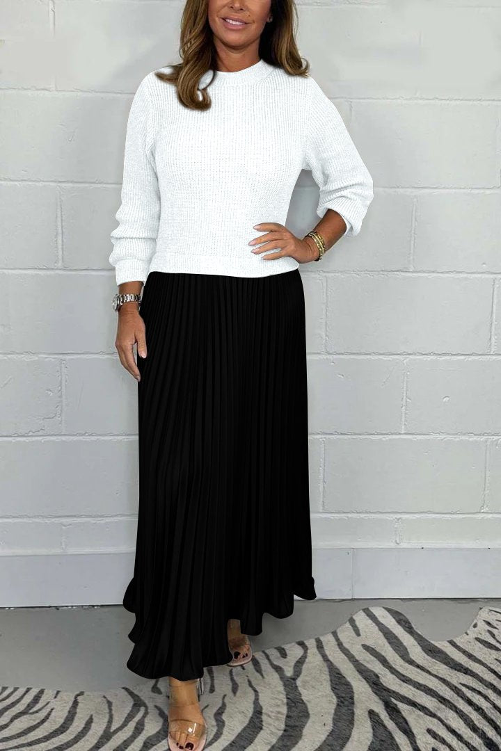 Emilia Long Sweater and Pleated Skirt | Effortless Elegance and Comfort