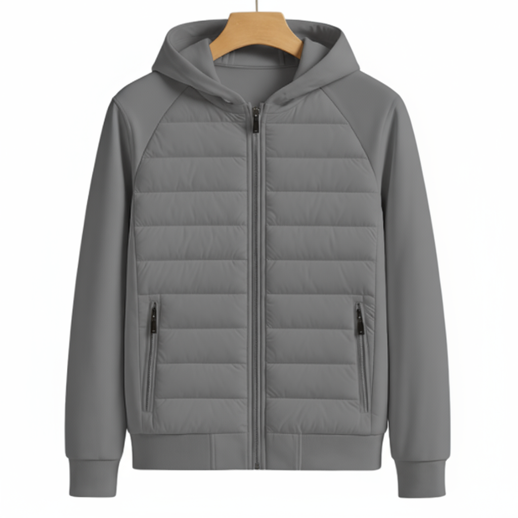 Veste matelassée homme légère avec capuche doublée et poches zippées style urbain