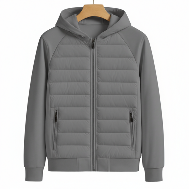 Veste matelassée homme légère avec capuche doublée et poches zippées style urbain