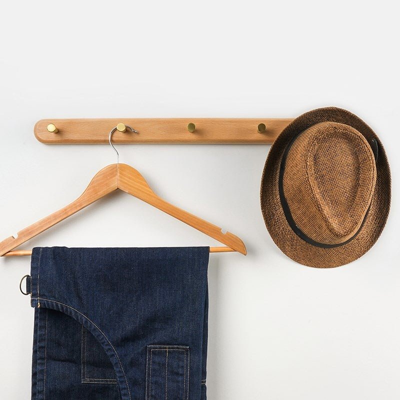 LignaHook Perchero de Pared en Madera y Latón | Diseño Minimalista y Elegante