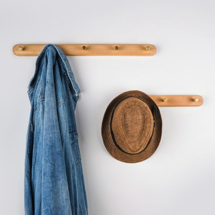 LignaHook Perchero de Pared en Madera y Latón | Diseño Minimalista y Elegante