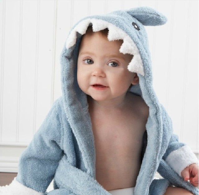 Robe de bebé em algodão macio com capuz animalístico