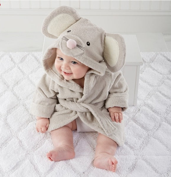 Robe de bebé em algodão macio com capuz animalístico