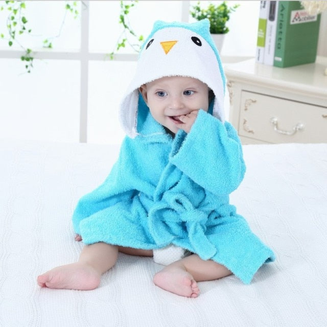 Robe de bebé em algodão macio com capuz animalístico